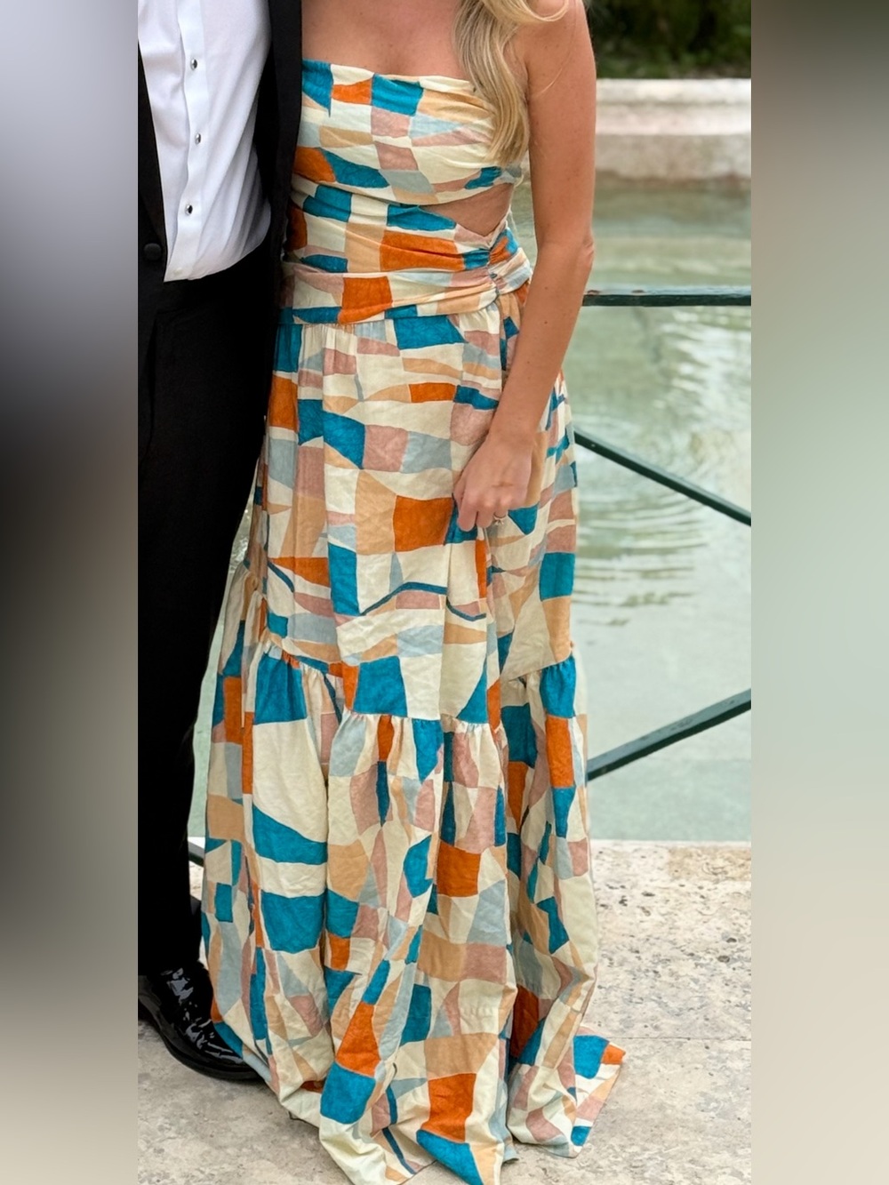 A.LC. Lark Dress in Multi-Colored Pattern Cut Out